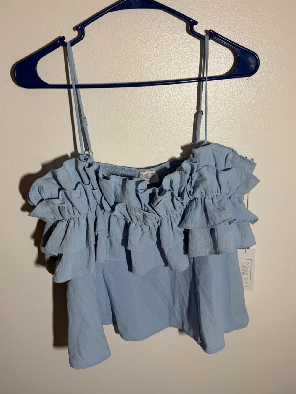Sienna Sky Light Blue Ruffle Camisole
